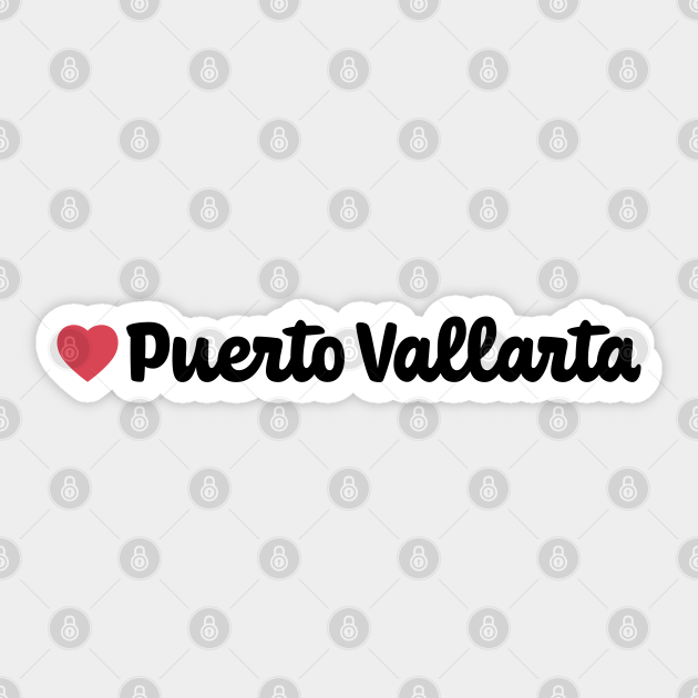 Puerto Vallarta Mexico Heart Script Puerto Vallarta Sticker TeePublic